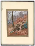Sangliers en forêt en automne by Georges Rötig, Gouache, sold Nov 2024