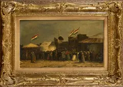 Une foire de village en Hollande by Adriaan Philippus la Riviere, Panneau, sold Oct 2026