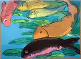 Poissons" by Walasse Ting, 1986, Lithographie sur velin, sold Apr 2024