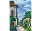 Auf dem weg zum Park by Theodor Hötzendorff, oil on canvas, sold Sep 2018