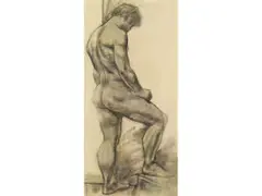 Männlicher Rückenakt by John R. Grabach, charcoal, offered Jun 2025