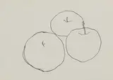 Three Apples by Lionel LeMoine FitzGerald, ink on paper, sold Jul 2021