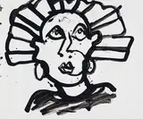 Face by John Scott, acrylic on poster, sold Jul 2021
