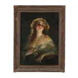 Woman with Pearls by Bernhard Zickendraht, Oil on canvas (lined), sold Jun 2024