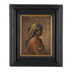 A Woman in Profile by Charles Sprague Pearce, Oil on canvas, sold Jun 2024