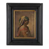 A Woman in Profile by Charles Sprague Pearce, Oil on canvas, sold Jun 2024
