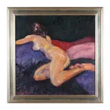 Nude on Indigo by James P. Kerr, Oil on linen canvas, sold Jun 2024