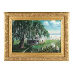 Southern Cabin and Cotton Field by William Posey Silva, Oil on artist board, sold Jun 2024