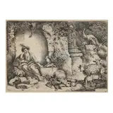Circe with Companions of Ulysses Changed into Animals by Giovanni Benedetto Castiglione, Etching on ivory laid paper, sold Jun 2024