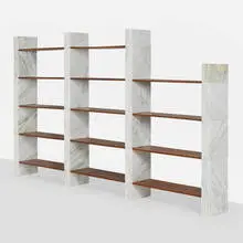 Prototype Cisonio bookshelf by Afra & Tobia Scarpa, 1967, marble, oak, sold Oct 2022