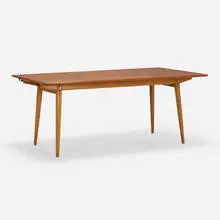 Dining table, model JH570 by Hans J. Wegner, 1953, teak, oak, brass, sold Oct 2022