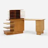 Unique Minnaert desk by Gerrit Rietveld, 1940, plywood, sold Oct 2022