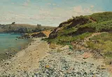 Grève au bord du Léman by Arthur Calame, oil on canvas, sold Dec 2018