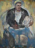Mann mit Transistorradio by Mario Comensoli, oil on canvas, sold Dec 2018