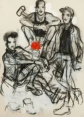 Arbeiter by Mario Comensoli, 1985, mixed media, offered Dec 2018
