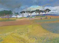 La butte de ville chauve by Alphonse Lanoë, gouache, sold Dec 2018