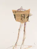 Zeitungslesender by Kurt Laurenz Metzler, 1988, watercolor, sold Dec 2018