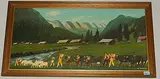 Alpaufzug mit Churfirsten, 1989 by Christian Vetsch, oil on board, offered Dec 2018