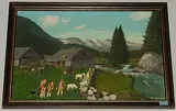 Schelleschötte auf der Alp, im Hintergrund die Churfirsten, 1988 by Christian Vetsch, oil on board, offered Dec 2018