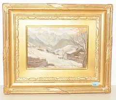 Château d'Oex", 15.2.1919 by Frédéric Dufaux, oil on board, sold Dec 2018