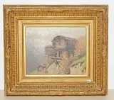 Walliser Gebirgslandschaft mit Speichern by Albert Gos, oil on canvas, sold Dec 2018