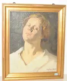 Portrait eines jungen Mannes, 1918 by August Herzog, oil on canvas, sold Dec 2018