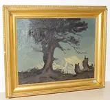 Wettertanne vor Gebirgspanorama by F. Hermann Thommen, oil on canvas, offered Dec 2018