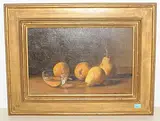 Vier Birnen mit Glasschale", um 1943 by Werner Weber, oil on canvas, sold Dec 2018