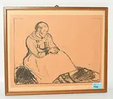 Fille Assise by Edouard Vallet, 1918, lithograph, offered Dec 2018