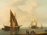 Umkreis Segelschiffe auf ruhiger See by Hendrick Jackobsz. Dubbels, oil on canvas, sold Sep 2018