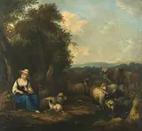 Rastende Schäferin mit ihrer Herde by Jacob van der Does, 1667, oil on canvas, sold Sep 2018