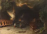 Grotte zur heiligen Rosalia auf dem Monte Pellegrino bei Palermo by Julius Helfft, 1858, oil on canvas, sold Sep 2018