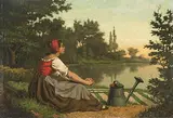 Rastende Gärtnerin by Agapit Stevens, 1870, oil on panel, offered Sep 2018