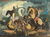 Amazonenschlacht by Milivoj Uzelac, oil, sold Sep 2018