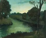 Abenddämmerung am Fluss by Aaron Harry Gorson, oil on canvas, sold Sep 2018