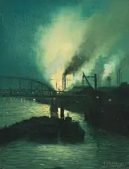 Nächtliche Industrielandschaft by Aaron Harry Gorson, 1920, oil on canvas, sold Sep 2018