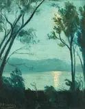 Flusslandschaft in der Abenddämmerung by Aaron Harry Gorson, oil on canvas, sold Sep 2018