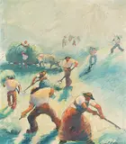 Heuernte by Herbert Gurschner, oil on board, sold Sep 2018