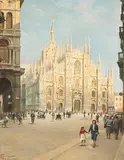 Ansicht des Mailänder Dom by Salvatore Corvaya, 1947, oil, offered Sep 2018