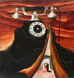 Le soir avec un téléphone II by Maria Anto, 1975, oil on canvas, sold Sep 2018