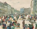 Ein Marktplatz in Lemberg by Oskar Laske, watercolor, sold Sep 2018