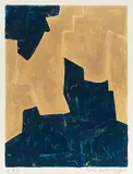 Composition en bleu et orange by Serge Poliakoff, 1962, color lithograph, sold Sep 2018