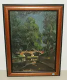 Flusslandschaft mit Brücke by Eugène Corneau, oil on canvas, offered Sep 2018