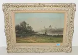 Flusslandschaft mit Bäuerin by Emile Godchaux, oil on canvas, offered Sep 2018