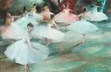 Die Ballettänzerinnen by Miloslava Vrbova, oil on board, sold Sep 2018