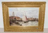 Hafenszene by Theodore Alexander Weber, oil on canvas, sold Sep 2018