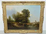 zugeschrieben Flusslandschaft mit Staffagen by George Burrell Willcox, oil on canvas, offered Sep 2018