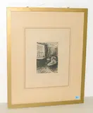 Kind im Wiegenkorb by Max Liebermann, 1890, etching, offered Sep 2018