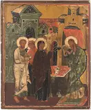 Russisch, Schule von Nowgorod, 16./17.Jh by Darbringung Christi im Tempel, tempera, offered Sep 2018