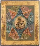 Russisch, 19.Jh by Gottesmutter unverbrennbarer Dornbusch, tempera, sold Sep 2018